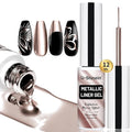 12ml Metallic Painting Gel Liner Nail Art 3D Mirror Chrome Effect Nail Polish Metal Painted Drawing Build in Thin Brush Soak Off UV/LED Light Rose Gold Gel for Nail Art DIY Manicure
