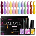 MTSSII Gel Nail Polish Set, 12PCS Macaron Pink Yellow Violet Gel Nail Polish Kit, Soak Off UV/LED Nail Polish Nail Art Design Salon Home Gifts for Women