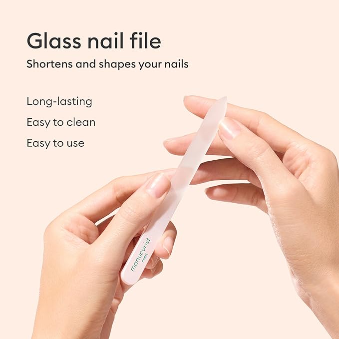 Manucurist Glass Nail Accessory Trio – Exclusive Tube Set with a Glass Nail File, Buffer, and Cuticle Pusher – Nail Care Accessories - Manicure Tools Set - Nail Tools - Valentines Day Gifts for Women