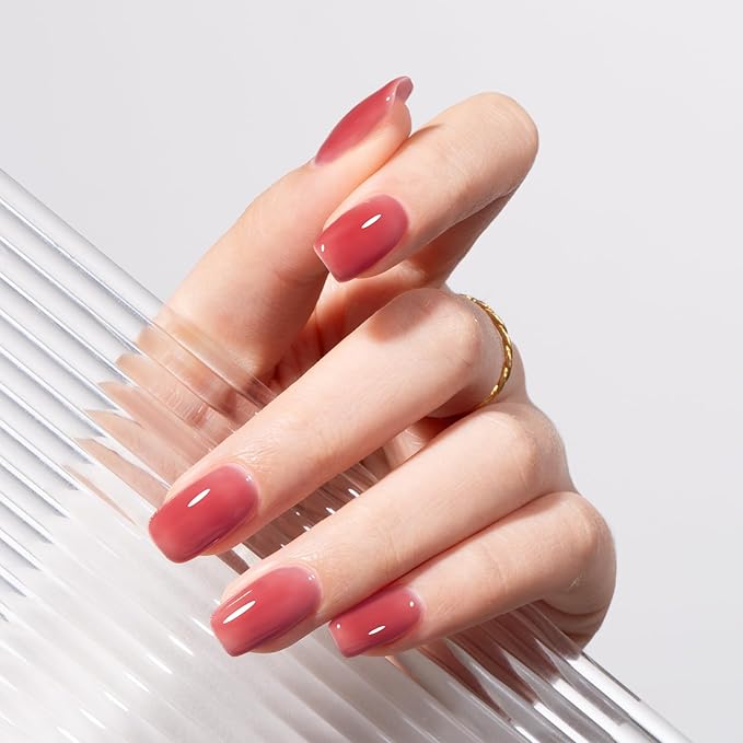 MAYCHAO Jelly Gel Nail Polish -15ML Blush Pink Jelly Gel Polish Soak Off UV LED Nude Pink Nail Polish for DIY Manicure Home Salon Nail Art, 0.5 OZ