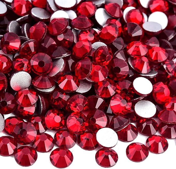 Blinginbox 288 Pieces SS30/6.4-6.6mm Flat Back Crystal Rhinestones Round Gems for Nail Art,Dark siam