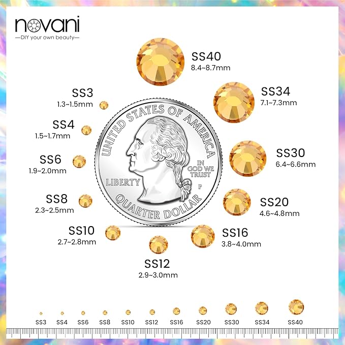 Gold Yellow Rhinestones Flatback Rhinestone for Crafts Glass Nail Rhinestones Nail Gems Crystals for Makeup Bags Shoes Decoration DIY(SS16,1440pcs,Gold Yellow)