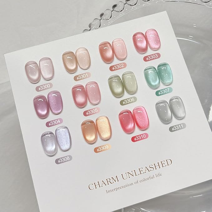 GAOY Nude Glassy Cat Eye Gel Nail Polish, 16ml Glitter Holographic Nail Polish with Magnet, Reflective Translucent UV Gel, 3301 Ash Blonde