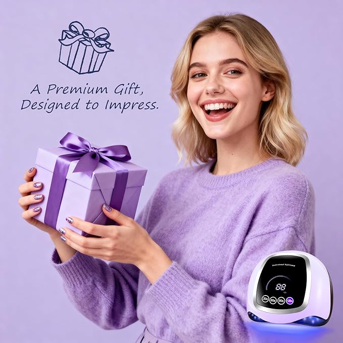 Gugusure UV LED Nail Lamp, Upgrade 180W Nail Dryer for Gel Polish with LCD Display, Auto Sensor and 4 Timer Settings, Professional Curing Lamp Light with 42 Beads for Salon and Home