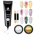 15g 3D Nail Gel and Chrome Powder Kit, Sculpting Gel Nail Art Glue for Art Designs DIY Craving Molding for Decoration Manicure Pedicure Use