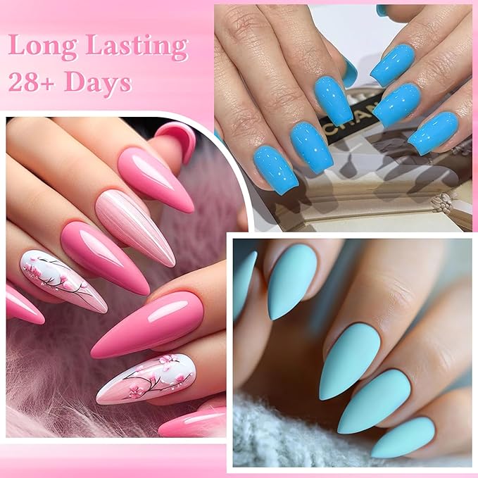 MEET ACROSS 18Pcs Gel Polish Kit Pink Purple Sky Blue Green Orange Bright Color Rainbow Gel Nail Polish Set All Season Manicure Gift for Women