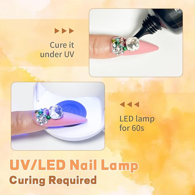 JODSONE 30g Super Strong Gel Rhinestone Glue for Nail Charm, 3D Bling Decoration Art - Cured Need Beauty Gift