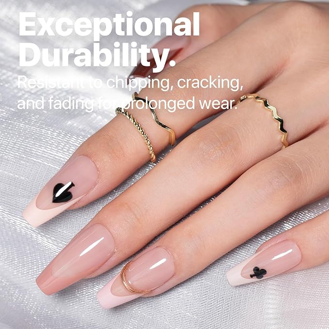 SXC Cosmetics French Tip Press On Nails - Skin Tone Nude and Color Series, Medium Coffin X-Pro Tips Starter Kit ST120KIT