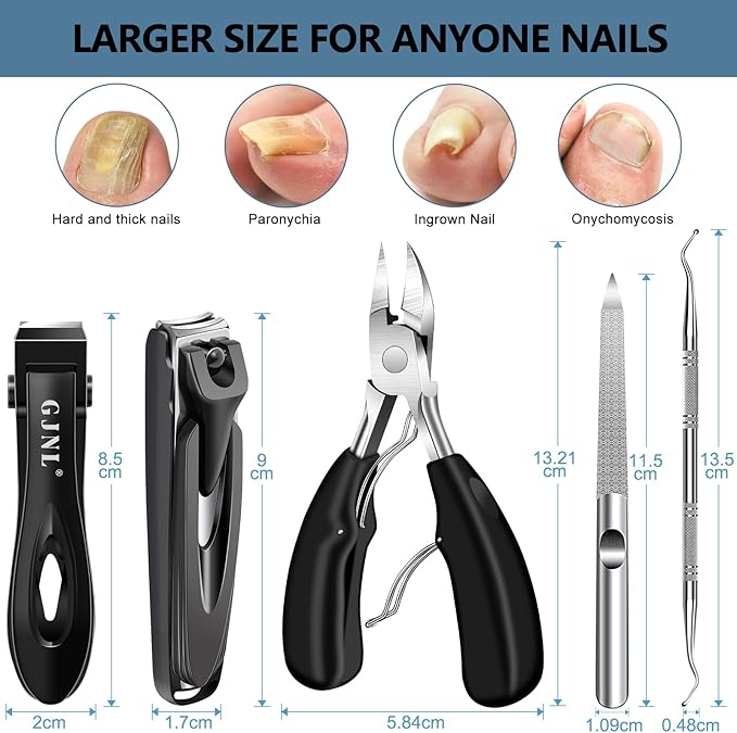 Toenail Clippers for Seniors Thick Nails - 17mm Wide Jaw Nail Clippers for Men, 37mm Heavy Duty Toe Nail Cutter, No Splash Nail Clippers w Catcher