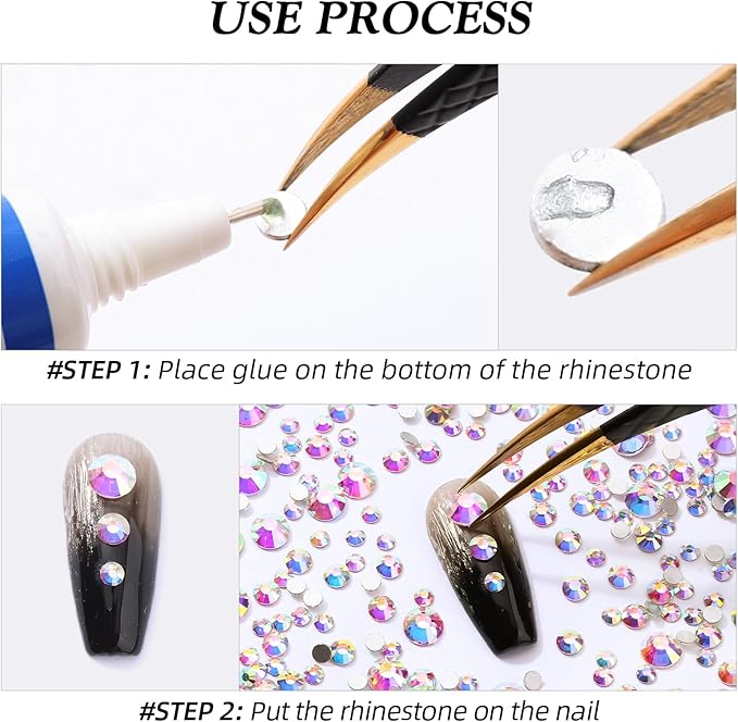 Crystal AB Flatback Rhinestones, Glass Rhinestones for Nail Art and Craft, Glue Fix, Loose Crystal Gemstones(Crystal AB, SS16, 1440pcs, 3.8-4.0mm)