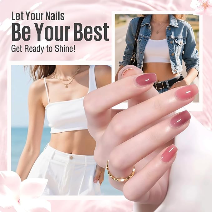 MEFA Jelly Gel Nail Polish Set, 12 Colors Jelly Red Glitter Gel Polish Set Nude Pink Milky White Nail Polish Gel Neutral Transparent Sheer Red Gel Nail Gifts for Women Girl DIY Salon Home Manicure