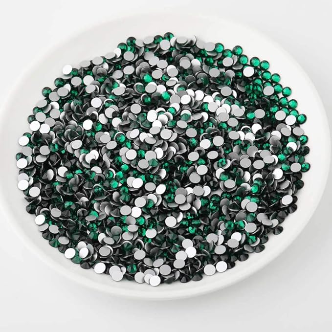 beadsland Flat Back Crystal Rhinestones Round Gems, Emerald (4.6-4.8mm) SS20/1440pcs