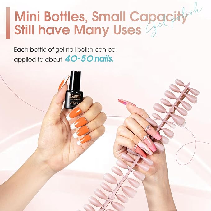 ROSALIND 30PCS Gel Nail Polish Set with Base Glossy Matte and Glitter Top Coat Gel Polish, Green Pink Fall Winter Gel Nail Set Soak Off Gel Polish Set