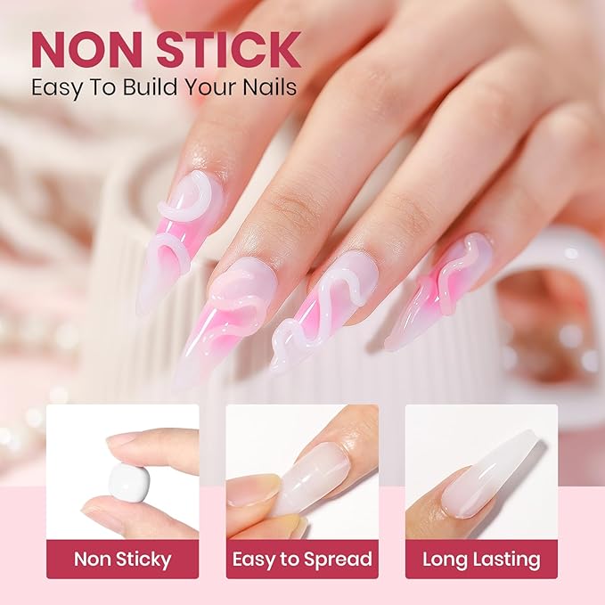 Nude and White Molding Gel for Nails 3d Sculpting Gel Non Stick Hand Solid Builder Gels for Nail Extension Sculpting Modeling for Carving Patterns Decoration Home Manicure DIY for Women