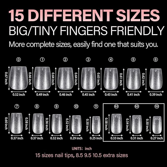AILLSA Extra Short Coffin Nail Tips - 240 PCS Upgraded Matte Gel Full Cover Nails Tips No Filed, Pre-shaped Clear Acrylic False Gelly Soft Nail Tip for DIY Press On Nails 15 Sizes With Box