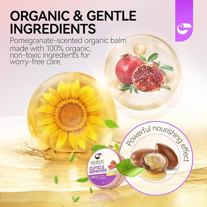 Gelike EC Cuticle Remover Moisturizing Balm: Nail Cream Deep Nourishment for Dry Damaged Cuticles – Long Lasting Hydration – Strengthener and Growth Treatment – Nail Care for Home DIY, 20g