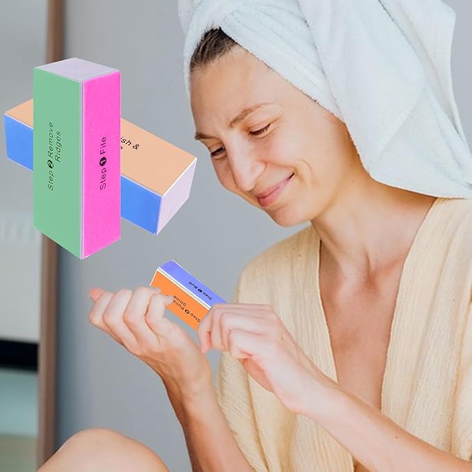 SKYPIA 2 Packs 4 Way Nail Buffer Block Nail Files and Buffers, Smooth & Buff & Shine Professional Nail Files (2 Counts)