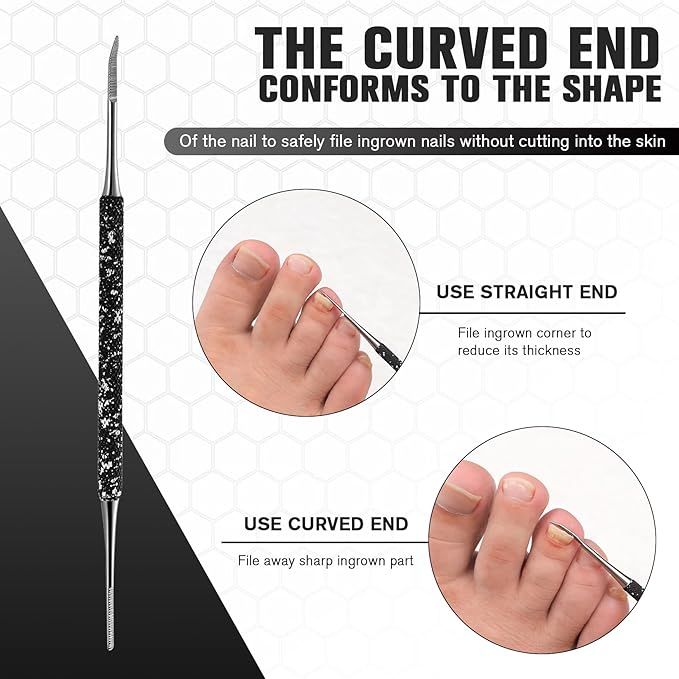FERYES Ingrown Toenail Tools,Toenail Lifter and Toenail File Set for Ingrown Toenails Treatment - Surgical Grade Stainless Steel Under Nail Cleaner Pedicure Tools - W/Tin Storage Box