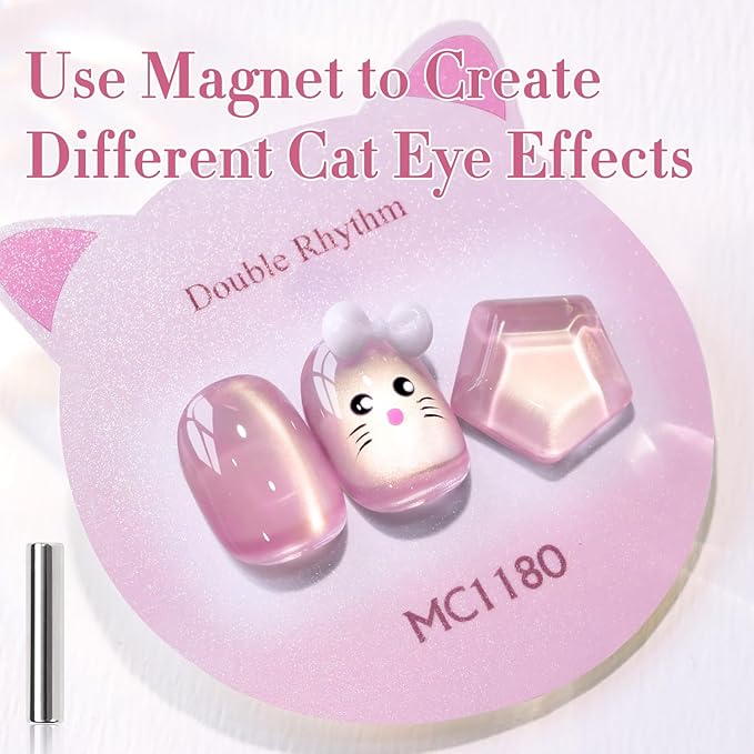 Double Rhythm 0.5 Oz Cat Eye Gel Polish with Magnet Same Color Same Bottle Holographic Glitter Shimmer Translucent Color Salon 15 ML Magnetic Nail Art (Glass Plum-MC1180)