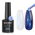 MIZHSE Pearl Sparkly Glitter Gel Nail Polish Blue Mermaid Aurora Shimmer Soak Off UV LED Nail Gel Polish For Nail Art Home DIY, 10mL 0.33 Fl oz