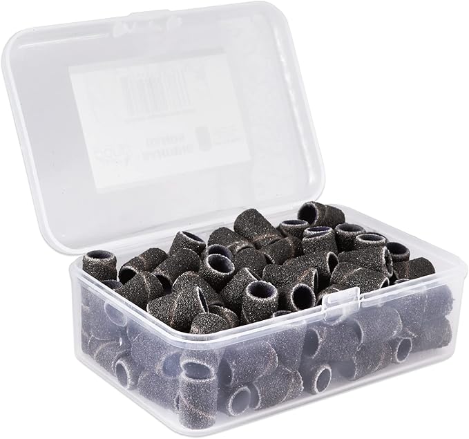 100 Pcs Large Nail Drill Bits Sanding Bands for Nail Drill – Nail File for Acrylic Nail Gel Manicures Pedicure PANA Nail Drill Bits (Sanding Bands Variation 01) (100 Grit, Large Black)