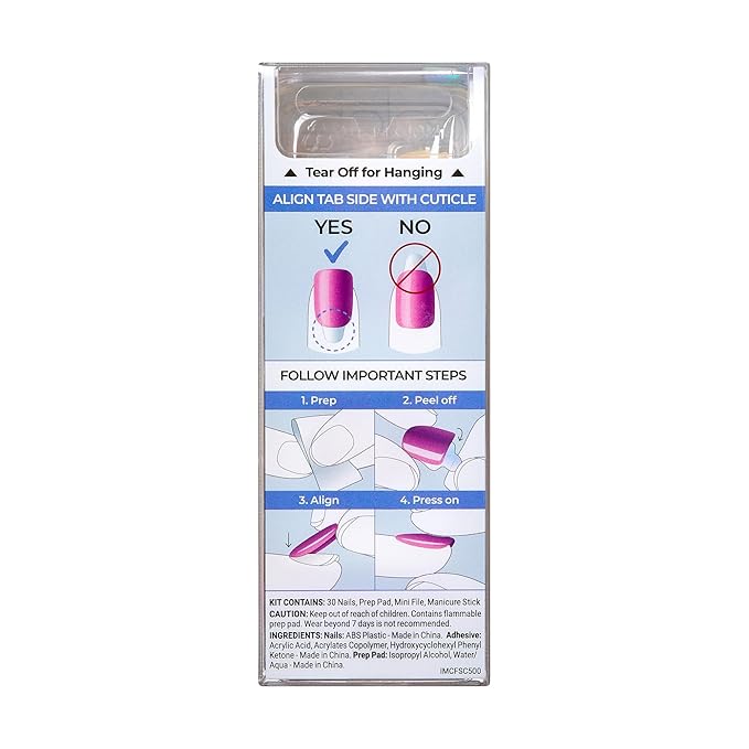 KISS colorFX by imPRESS Press On Nails , ‘Sour Love’, Solid White with Pearlescent Finish, Short Oval, IMPROVED adhesive, Includes 30 Fake Nails, Prep Pad, 1 Manicure Stick, 1 Mini Nail File