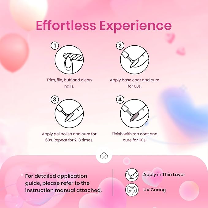 Beetles Pink Gel Nail Polish Set - 6 Colors Hot Pink Glitter Bright Jelly Gel Polish Soak off Uv LED Cured Nail Art Design Salon Home DIY Manicure Spring Easter Gifts for Women