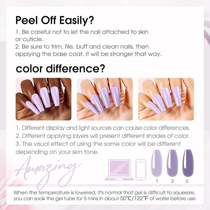 ROSALIND Poly Nail Gel Set, 8 Colors Blue Purple Poly Extension Gel Nail Set, Nude White Poly Nail Gel Kit Builder Nude Gel Extension Kit for Nail Art Easy DIY Gift for Women
