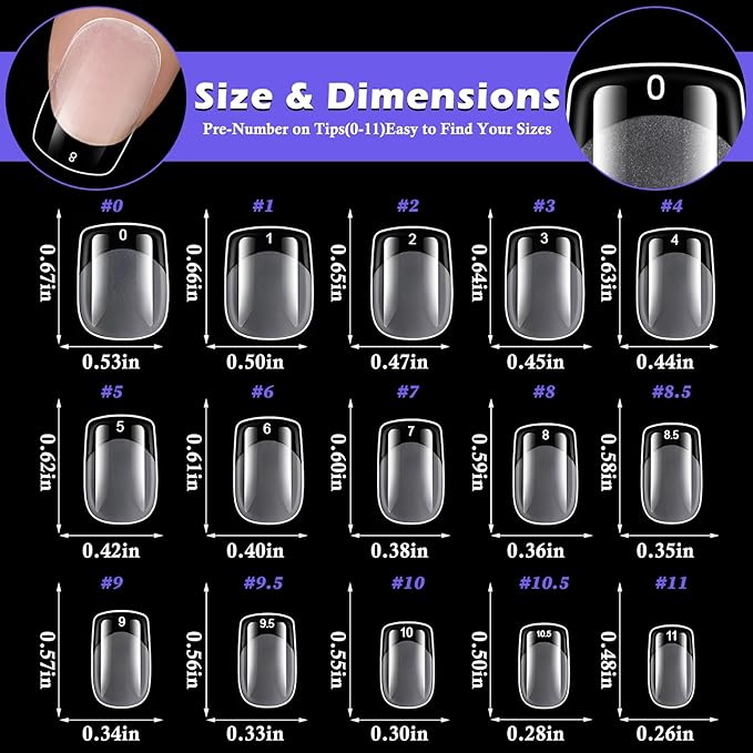 510pc Extra Short Square Nail Tips, Soft Gel Nail Tip Square Fake Nails Artificial Fingernail, 15 Sizes Full Cover Clear Press on Nail Short Acrylic Nails Tips for Nail Extension, Press Nails Making
