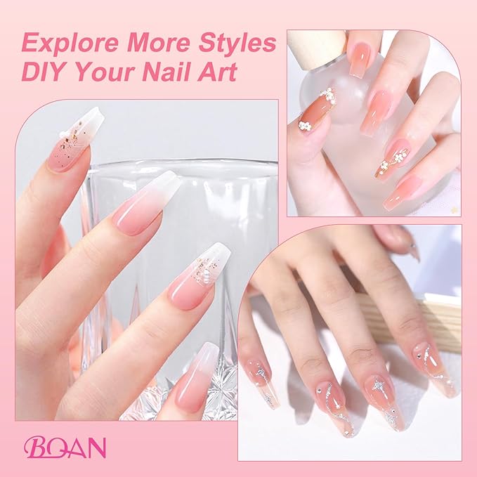 BQAN Patting Gel Polish Kit - Pro Ombre 5 Color Gradient Set with Sponges, Silicone Brush & Palette for French Aura Manicure Salon-Quality DIY Nail Art (Pink White Nude Brown)