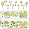 20Pcs Luxury Nail Charms 10 Pair Dangle Nail Art Rhinestones Heart Charms for Nails Flower Nail Crystals Heart Pearl Crystal Big Gems 3D Alloy Gold Luxury Nail Gems for Nails Crafts DIY Jewelry Making