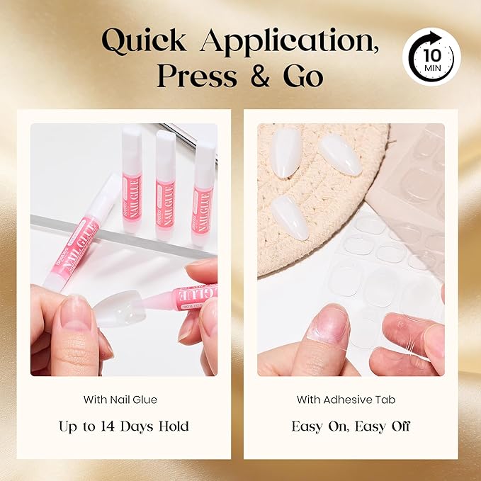 Beetles Motion Glow Cat Eye Press On, Short Almond Press On Nails Kit with Fast-Dry Nail Glue & Adhesive Tabs, 32pcs 16 Sizes, Girls Stick On Nails for Women Blossom Glow