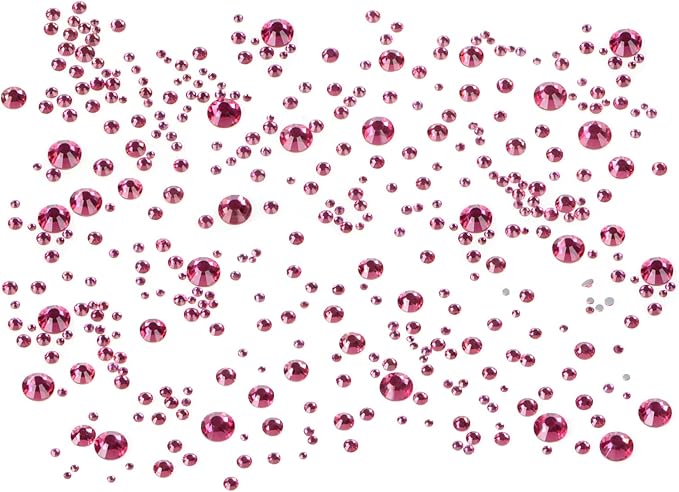 Bymitel 5000 Pieces 6 Mixed Sizes Glue Fix on Glass Rhinestones Round Crystal Gems Flatback for DIY Jewelry Making with one Picking Pen(6-Sizes 5000PCS, Rose)