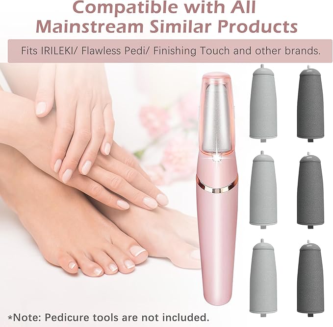 Glowelle Pedicures Replacement Heads for Flaweless Pedi Electric Foot File Replacements Bits, Electric Callus Remover Grinders Replacement Roller Heads (Fit Most Similar Model)