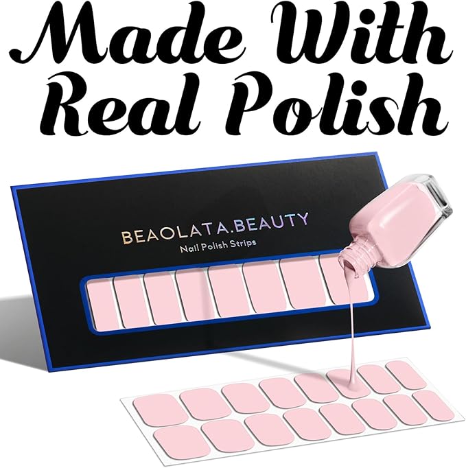 Nail Polish Strips, 32PCS Salon Quality Wraps, Long Lasting Gel Nail Stickers for Women Easy Apply& Remove (Playing Black)