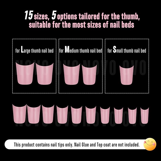 NOVO OVO Short Duck Nail Tips 240Pcs - Solid Berry Pink Soft Gel Flare Duck Feet Nails for Wide Nail Beds, Thick Full Cover False Nail Press Ons, Pre-Shaped Y2K Style Manicure (15 Sizes)