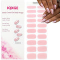 Semi Cured Gel Nail Strips Mirror Pink Gel Nail Stickers 20Pcs Polish Nails Wraps UV/LED Light Needed Gloss Nails Polish Strips for Women Includes Prep Pads, File, Wooden Cuticle Stick