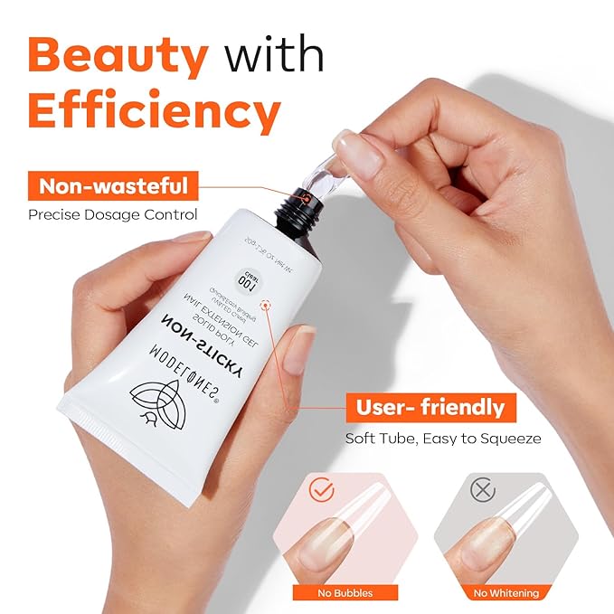 modelones Solid Builder Gel for Nails, Clear Poly Hard Gel Extension for Non-Sticky Apply Upgraded 3D Art Sculpting Molding Starter-friendly 50g