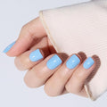 Modelones Extra Short Press on Nails, Squoval Fake Nails, Reusable Nail Kit with Nail Glue Adhesive Tabs Mini Nail File, Nails Press Ons 32Pcs 16 Sizes, Baby Blue, Spring Women Girl Gift