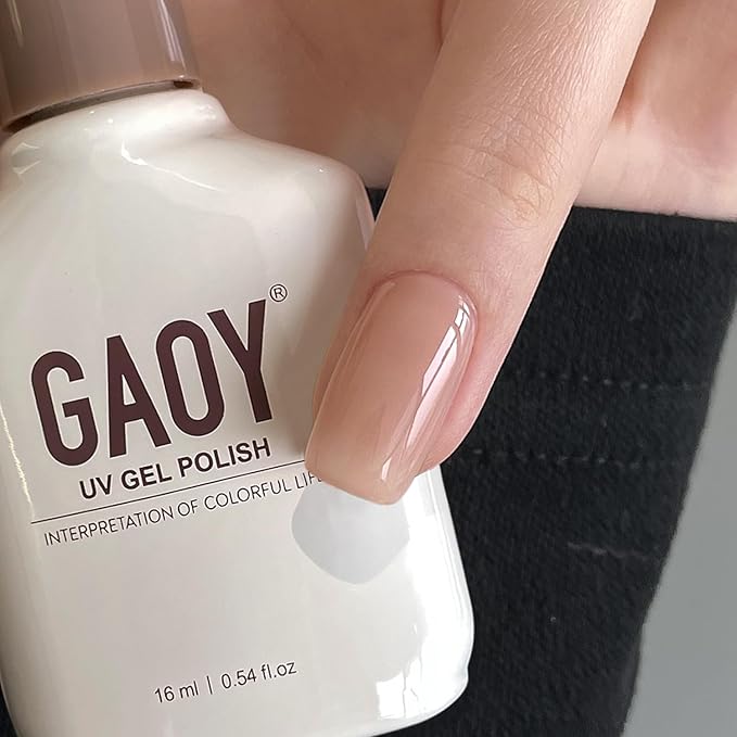 GAOY Nude Jelly Gel Nail Polish, 16ml Sheer Translucent Netural Soak Off Gel Polish, UV Light Cure for Nail Art DIY at Home, 3054 Brick Nude