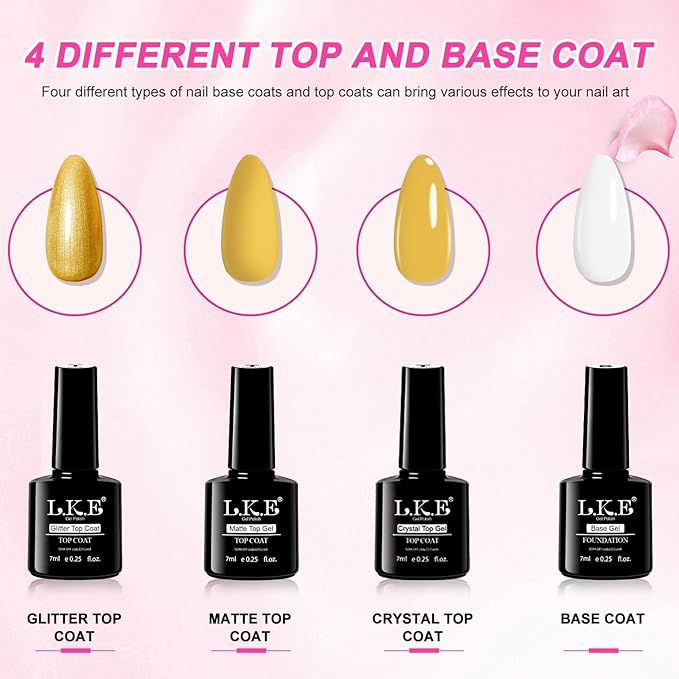 LKEE Gel Nail Polish Kit with U V Light 108W, 65 Pcs Gel Nail Polish Set All Season Gels Nail Kit Essential Manicure Tools for DIY Nails Art Gifts for Women (D3-36SET-SKU3-012001)