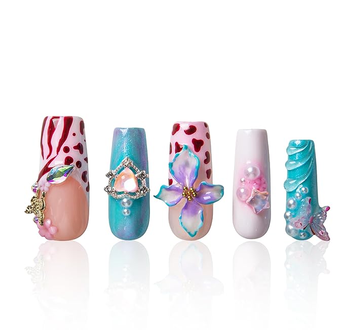 LOVFUL Short Press on Nails Wild Crush | Handmade Acrylic Press ons | Reusable Fake False Nails | Square Classic Regular 1.3in | H611-L