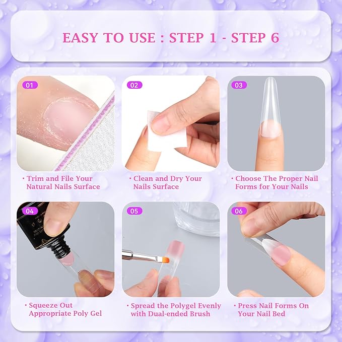 outopen 150pcs Long Straight Stiletto Dual Nail Forms Clear Full Cover Nail Extension Art Mold with Scale Reusable Nail Forms for Polygel Acrylic Extension Beginners DIY Manicure, 15 Sizes