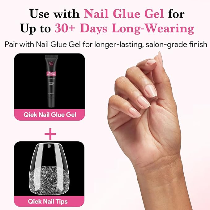 Medium Coffin Fake Nail Tips, 15 Sizes 240 PCS Clear Half Matte Press On False Nail Tips Pre-shaped Half Soft Cover Gel Nail Tips Extensions Thick Long Lasting for DIY Beginners & Salon Manicure