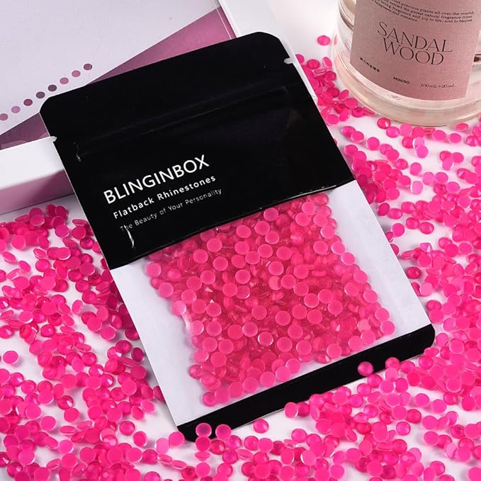 Blinginbox Flatback Rhinestones Round Gems, 1440pcs Luminous Series Glass Stones Neon Gems Non Hotfix Crystal Rhinestones for Nail Charms Crafts Clothes Tumblers,New Rose Neon,SS6.