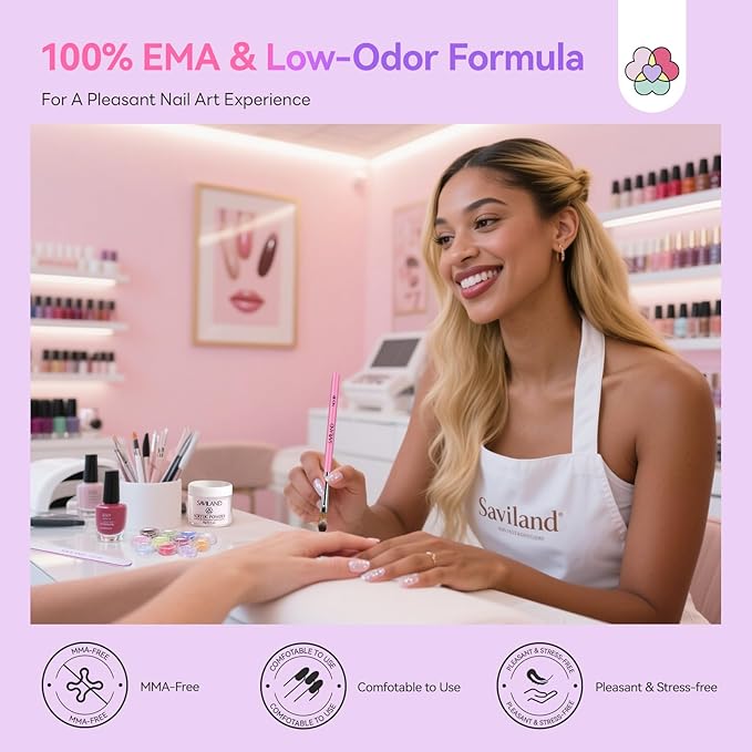 SAVILAND Acrylic Nail Kit: 2026 Hema-free Bio-based All-in-1 Nail Kit with Clear White Pink Acrylic Powder EMA Monomer Nail Drill Full Tools For Beginners Extension Carving Home DIY