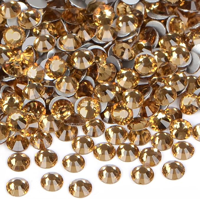 1440PCS Art Nail Rhinestones Non Hotfix Glue Fix Round Crystals Glass Flatback for DIY Jewelry Making with one Picking Pen (ss20 1440pcs, Lt. Topaz)