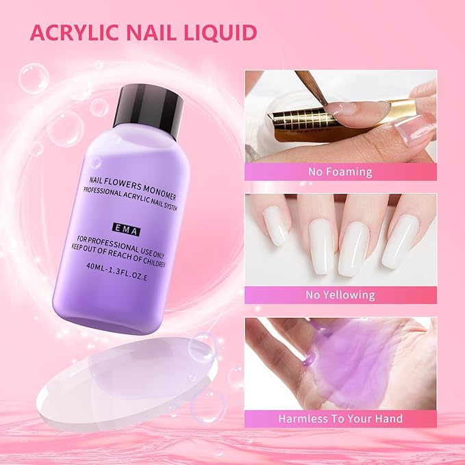 Practice Hand for Acrylic Nails - Acrylic Fake Mannequin Practice Hand - Flexible Hands Model With Powder and Liquid Full Nail Kit for Beginners