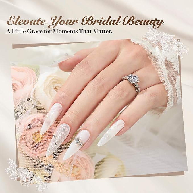 Beetles Gel Nail Polish Kit with UV Light - Wedding Beauty French Manicure Kit, 15ml UV LED Soak Off French Tip Gel Polish Set with Nail Tools Valentines Nails Decoration - Gifts for Her