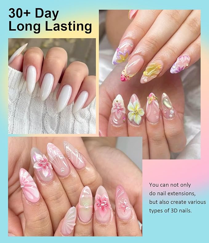 Solid Builder Gel for Nails LEDSUUEI - 100g Large Capacity White 3D Nail Gel Sculpting Non-Sticky Hand Carving Glue Extension for Manicure Salon Home Decoration DIY